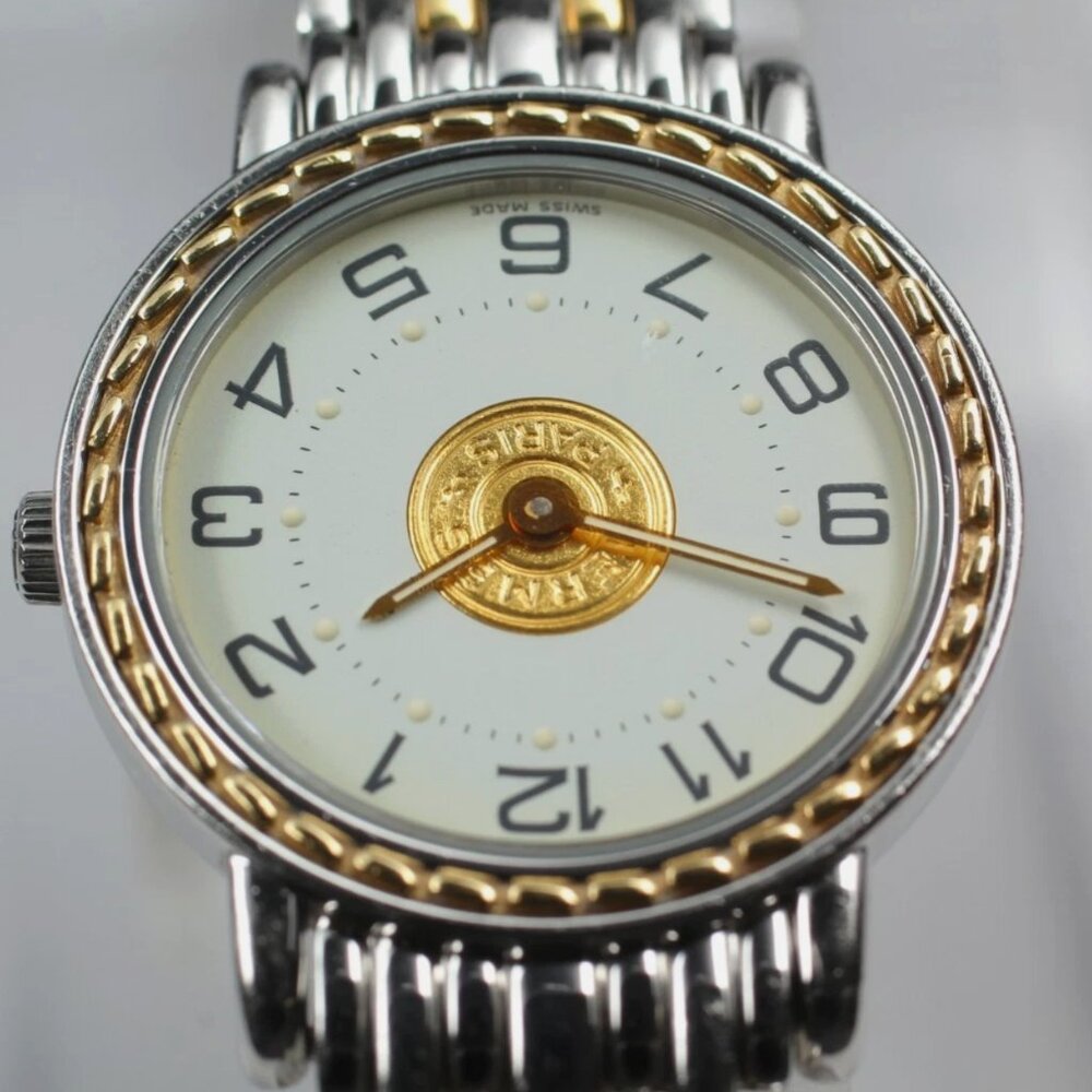 MINT Vintage HERMES Gold Paris 24mm White Dial Qz Women's Watch - Picture 7 of 8